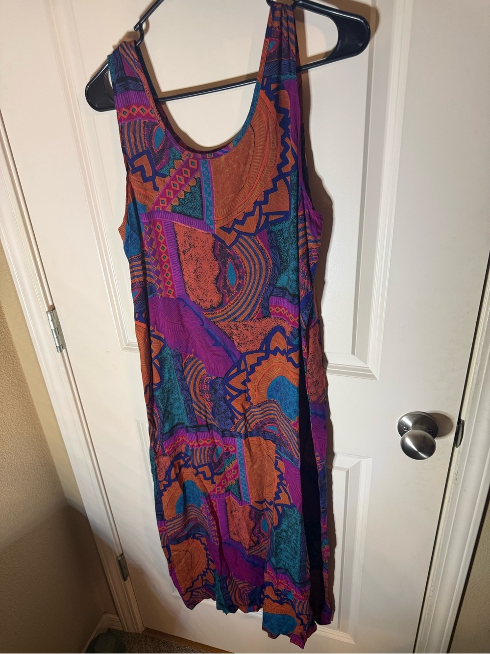 Vintage Natural Expressions Abstract Rayon Tank Dress | 90s Made in USA
